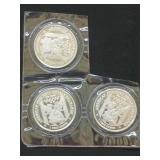 3 ct 1 oz silver commemorative medallions