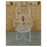 Wrought iron chair plant stand 25"