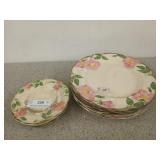 Franciscan desert Rose: 5 dinner plates, 4 saucers