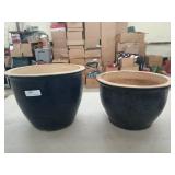 2 clay planters 10" - 12"