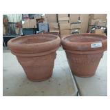 2 clay planters 12"