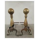 Pair of brass andirons 17" tall