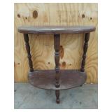 Wooden half moon 2 tier table 22 x 10 x 12