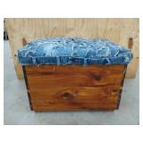 Cedar box with handmade denim lid 16x23x17