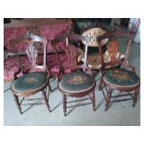 4 Eastlake dining chairs w/ needlepoint seats, 1