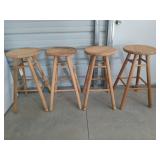 4 wooden bar stools 30" seat height