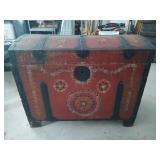 Large antique wedding chest, hand-painted