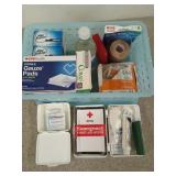 Plastic tub of first aid, magnesium citrate,