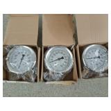 3 ct 4" oil filled gauges: 300, 600, 1000 PSI