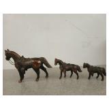Copper clad horse figurines 4" - 8"; 1 is coin