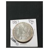 1887 Morgan silver dollar BU+
