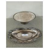 Silver plate serving tray, cake plate 12" - 13.5"