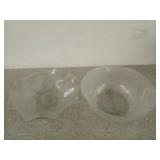 2 glass serving bowls 11"
