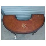 Half moon Burl wood inlaid top table w/ Queen