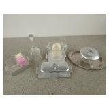 Lenox Crystal star vase, bell, serving set
