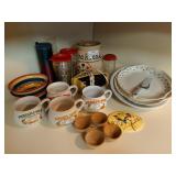 Metal Coca-Cola drink canisters, soup bowls,