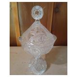 Crystal pedestal candy dish with lid 13x7.5