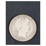 1908 Barber half dollar