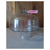 Glass cake plate with lid 11x12