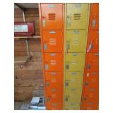Set of orange and yellow lockers, numbered 529