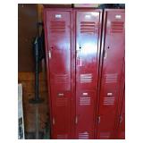 Set of four red lockers from number 223-226,