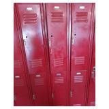 Set of 6 red lockers, numbered 463-464 and 319