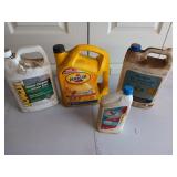 Assorted motor oils, boat engine oil, mildew