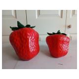 Set of two strawberry cookie jars, 9 in, 6 and