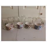 Four beautiful soup bowls and assorted glassware