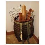 Basket of asst pants hangers, other hangers