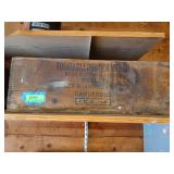 Old wooden crate marked black blasting powder,