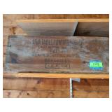 Old wooden crate marked equitable powder