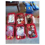 6 sterilite tubs full of ribbons etc. 7x9x14 in