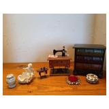 Miniature sewing machine music box, sewing box,
