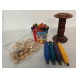 Old bobbins, thread spools