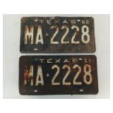 Set of 1962 Texas license plates