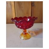 Smith Glass moon and stars amberina dish 7x7.5