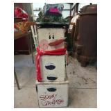 Snowy greetings wood box snowman decor 37x12x12