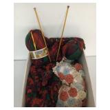 Crochet Afghan project, yarn, pillow