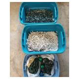 3 plastic totes with lids of asst Christmas