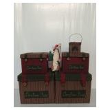 4 Christmas storage boxes, decor