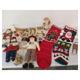 Box of Christmas ornaments, stockings, other