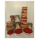 Asst Christmas stacking storage boxes & tins
