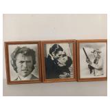 3 framed actor portraits 11x9