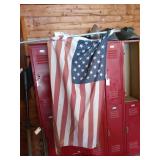 American flag on metal pole, 60x33 in