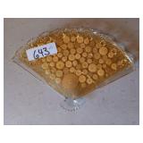 Cut glass w/ buttons tray 10.5"