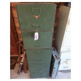 Set of five, green record file boxes, 11x24x16
