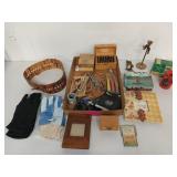 Asst brass items, trinkets, gloves, etc