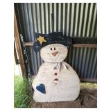 Cute wooden snowman yard art, may need some new