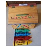 Wooden crayon box w/ crayon decor 6.5x8.5x6